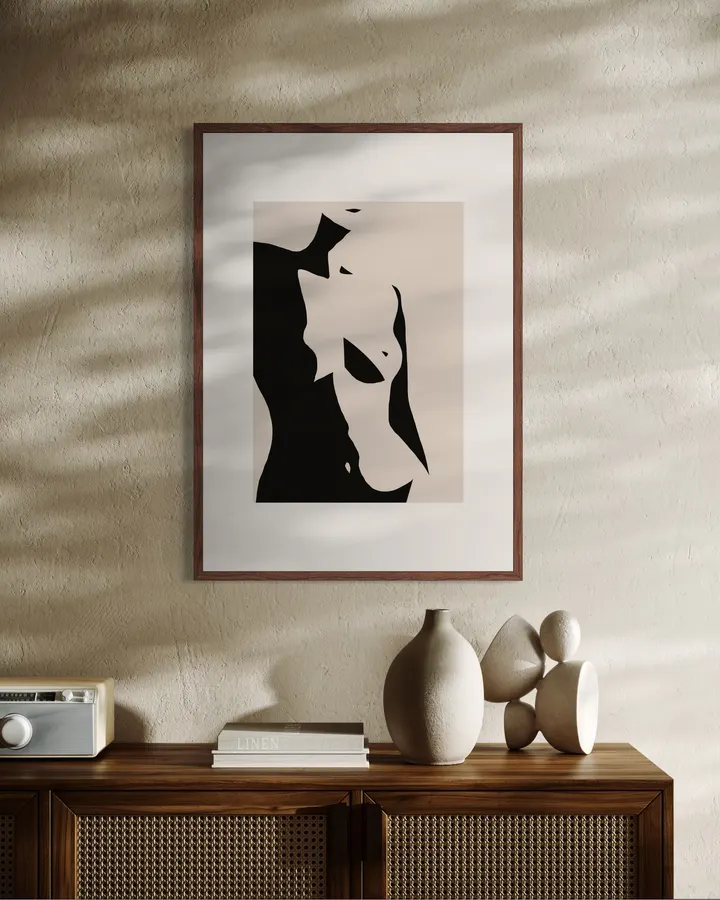 High-Contrast Figurative Form in Obsidian & Off-White