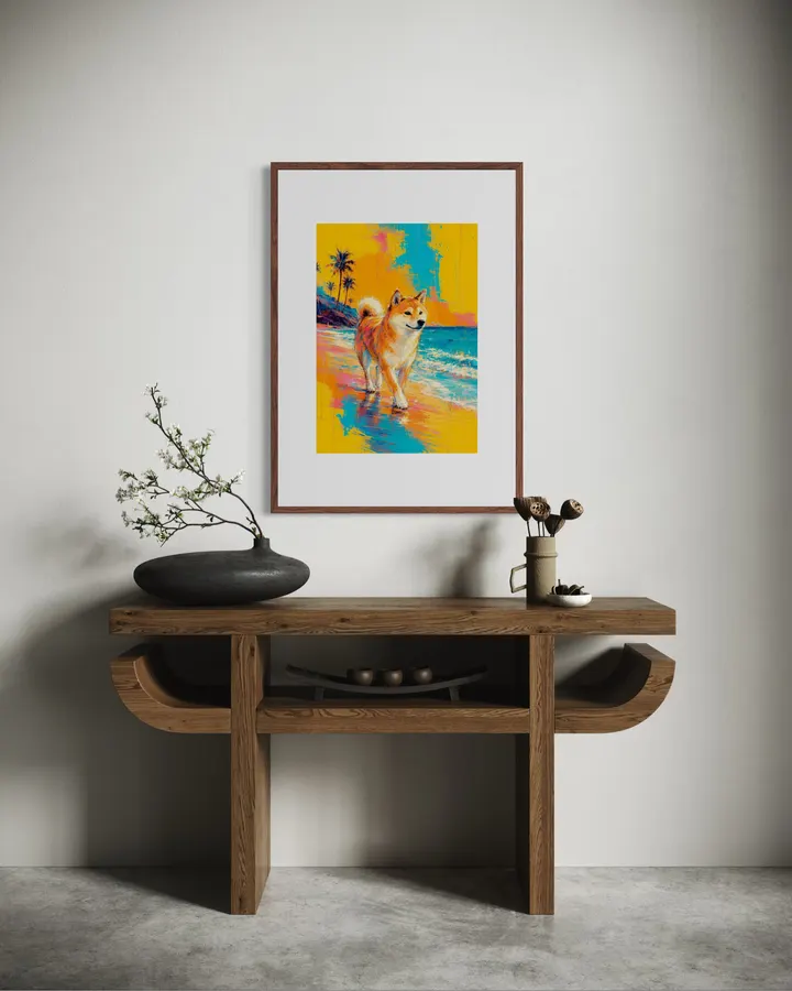 君と歩いた浜辺 - 柴犬 - Dog Art Museum