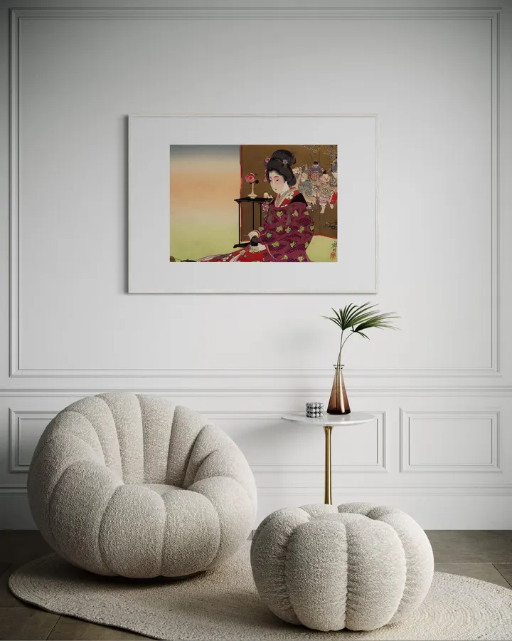 Japanese Wall Art Print - Woman with the Seven Lucky Gods