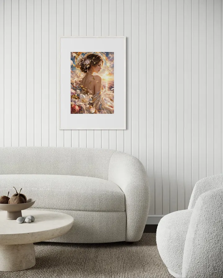 Kintsugi Japanese Sunrise Wall Art - Framed Sea of Clouds Goddess Poster Print - KINTSUGI LUMI