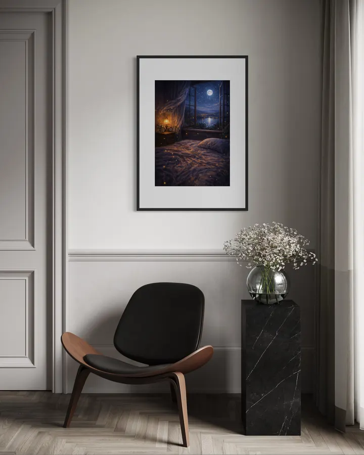 Moonlit Bedroom Window — Dreamy Night Escape
