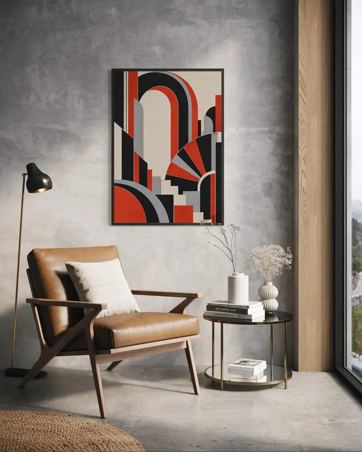 #040: Asymmetrical Arch — Neo Deco Geometric Abstract Art, Art Deco Wall Print | 非対称のアーチ ― 幾何学が描く、現代ネオ・デコの建築美 ―