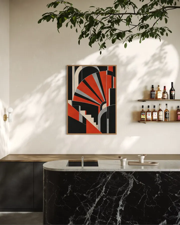 The Geometry of Grandeur — Neo Deco Geometric Abstract Art, Art Deco Wall Print | 壮麗なる幾何学 ― 扇形が描く、現代ネオ・デコの世界 ―