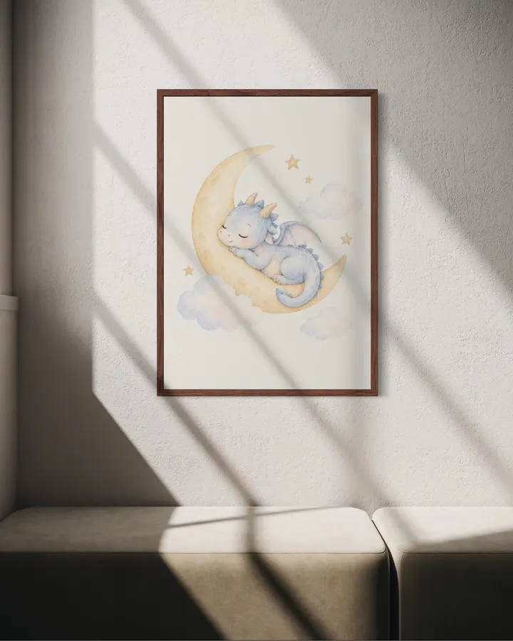 Baby Dragon Nursery – Sleeping Blue Dragon on the Moon｜三日月で眠る小さな青いドラゴン - TAKAHASHI