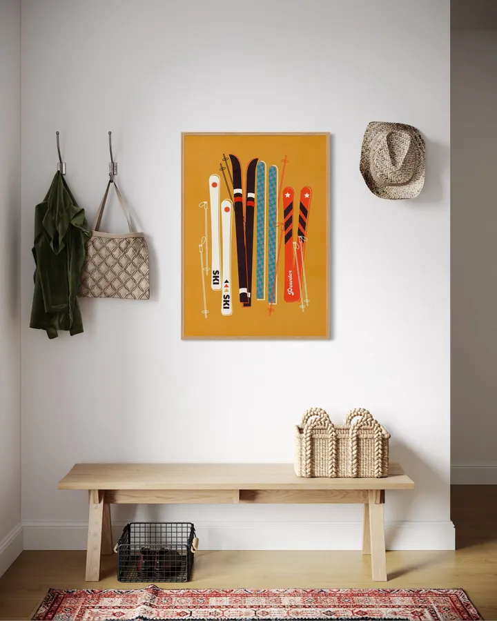 Vintage Ski Poster – Retro Ski Poles & Skis Illustration - ShowMeMars