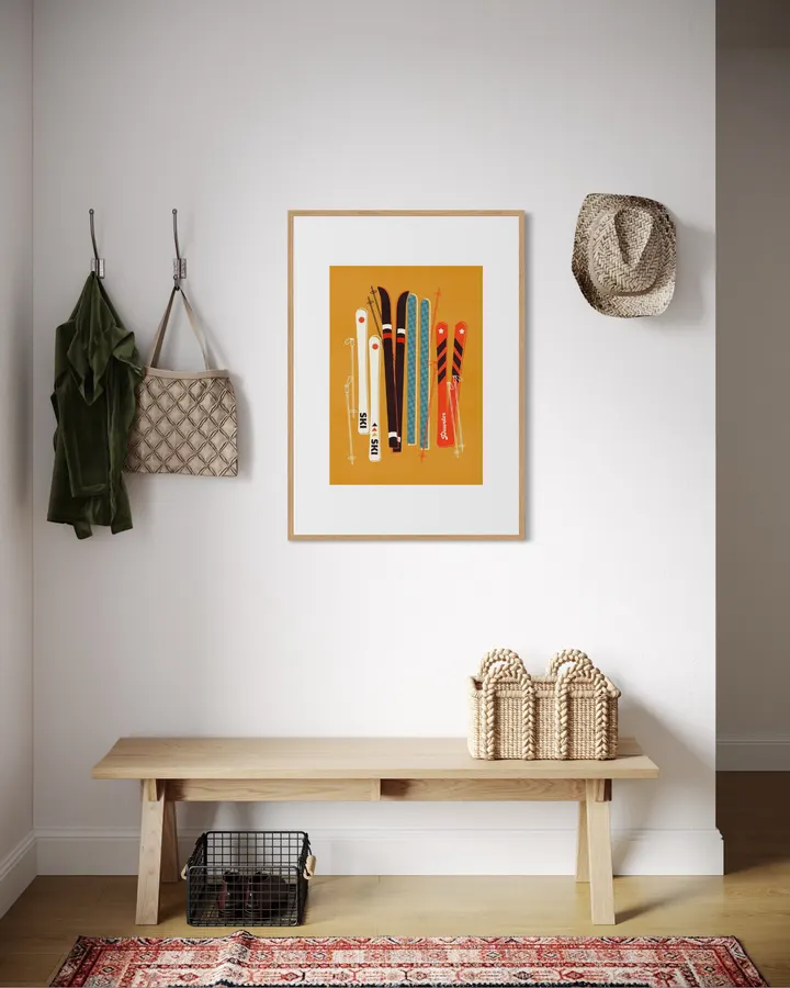 Vintage Ski Poster – Retro Ski Poles & Skis Illustration - ShowMeMars