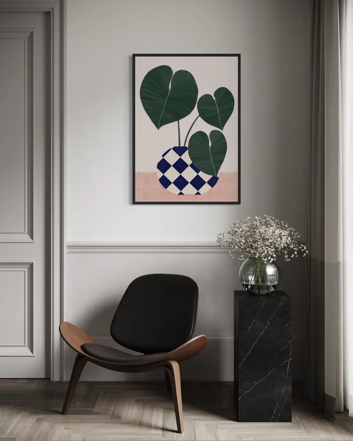Philodendron in a Diamond-Patterned Vase - El buen limón